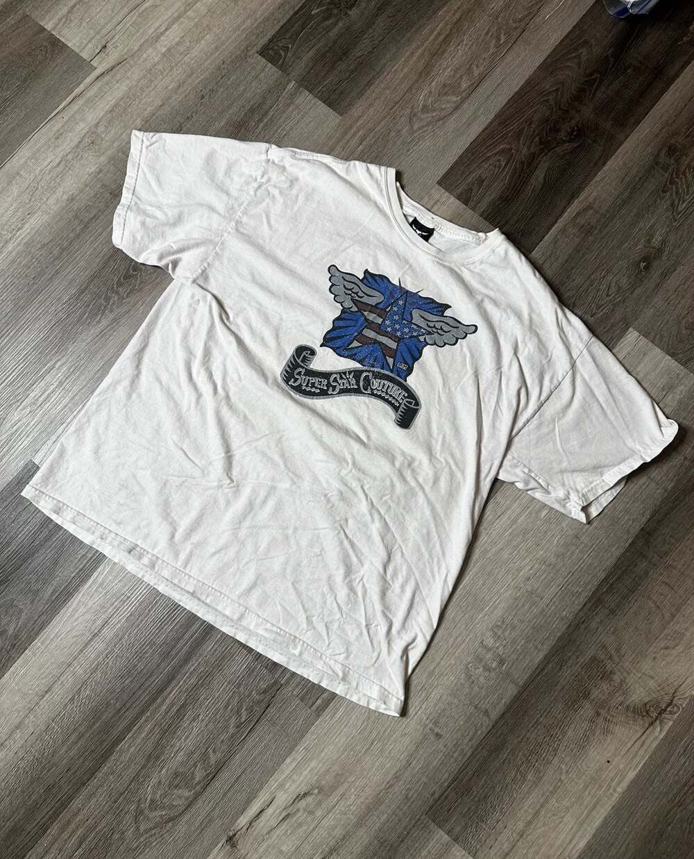 Vintage Super Star Couture Graphic T-Shirt White Hanes Beefy-T